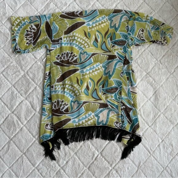 LulaRoe | Green & Brown Floral Tropical Monroe kimono | Size Small - Picture 3 of 7